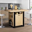 ID MARKET - Ilot central PHOENIX 110 cm bois et noir avec rangements - vignette