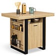 ID MARKET - Ilot central PHOENIX 110 cm bois et noir avec rangements - vignette