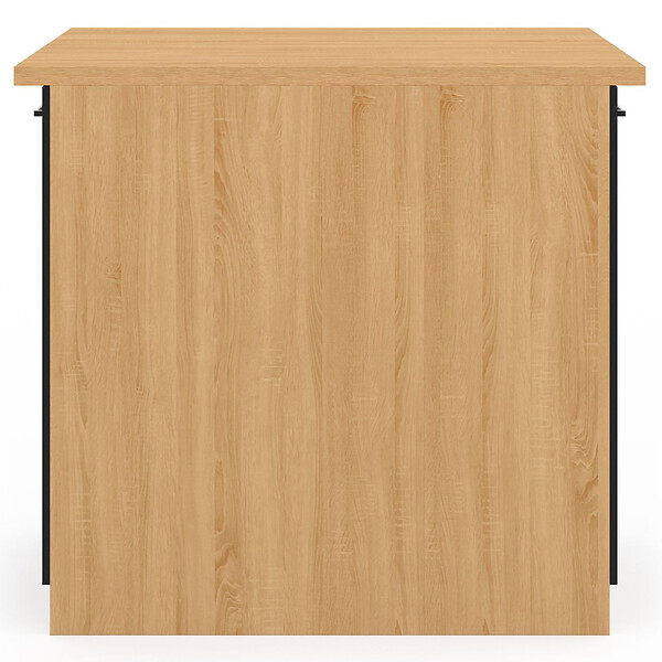 ID MARKET - Ilot central IVO 100 cm bois façon hêtre portes noires avec plan de travail - large