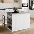 ID MARKET - Ilot central TIBO 120 cm bois blanc avec plan de travail façon béton - vignette