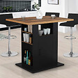 ID MARKET - Ilot central UGO 110 cm bois noir et effet bois foncé HAWKINS avec rangements - vignette