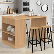 ID MARKET - Ilot central mange-debout 4 personnes JULIETTE 130 cm lattes tasseau bois coloris chêne - vignette