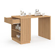 ID MARKET - Ilot central mange-debout 4 personnes JULIETTE 130 cm lattes tasseau bois coloris chêne - vignette