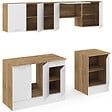 ID MARKET - Cuisine complète 240 cm SUBTIL avec plan de travail 7 éléments bois et blanc - vignette