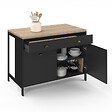 ID MARKET - Ilot central 120 cm campagne ISIS plateau bois façon hêtre et noir - vignette