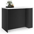 ID MARKET - Ilot central TIBO 120 cm bois noir avec plan de travail effet marbre ALASKA - vignette