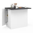 ID MARKET - Ilot central IVO 100 cm blanc avec plan de travail gris anthracite - vignette