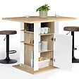 ID MARKET - Ilot central UGO 110 cm bois blanc et imitation hêtre avec rangements - vignette