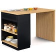 ID MARKET - Ilot central mange-debout 4 personnes VITO 130 cm noir et plateau bois - vignette