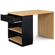 ID MARKET - Ilot central mange-debout 4 personnes VITO 130 cm noir et plateau bois - vignette