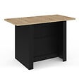 ID MARKET - Ilot central BAO 140 cm 4 personnes bois noir avec plan de travail façon hêtre - vignette