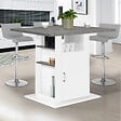 ID MARKET - Ilot central UGO 110 cm plateau effet béton et blanc avec rangements - vignette