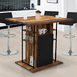 ID MARKET - Ilot central UGO 110 cm bois noir et effet bois foncé HAWKINS avec rangements design industriel - vignette