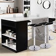 ID MARKET - Ilot central mange debout 4 personnes VITO 130 cm noir et plateau effet marbre ALASKA - vignette