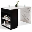 ID MARKET - Ilot central mange debout 4 personnes VITO 130 cm noir et plateau effet marbre ALASKA - vignette