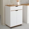 ID MARKET - Desserte de cuisine COSY placard avec tiroir bois blanc et plateaux façon hêtre L.60 CM - vignette