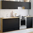 ID MARKET - Cuisine complète 240 cm SUBTIL avec plan de travail 7 éléments bois et noir - vignette