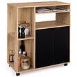 ID MARKET - Desserte de cuisine COSI bois façon hêtre et portes noires L.76 CM - vignette