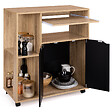 ID MARKET - Desserte de cuisine COSI bois façon hêtre et portes noires L.76 CM - vignette