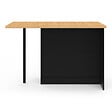 ID MARKET - Ilot central CESAR 140 cm 5 personnes bois noir avec plan de travail façon hêtre - vignette