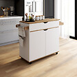 ID MARKET - Desserte de cuisine COSY XXL placard avec tiroir blanc et plateaux façon hêtre L.90 CM - vignette