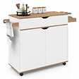ID MARKET - Desserte de cuisine COSY XXL placard avec tiroir blanc et plateaux façon hêtre L.90 CM - vignette