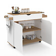 ID MARKET - Desserte de cuisine COSY XXL placard avec tiroir blanc et plateaux façon hêtre L.90 CM - vignette