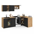 ID MARKET - Cuisine complète d'angle 400 cm SUBTIL avec plan de travail 7 élements bois et noir - vignette