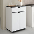 ID MARKET - Desserte de cuisine COSY placard avec tiroir bois blanc et plateaux gris L.60 CM - vignette