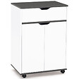 ID MARKET - Desserte de cuisine COSY placard avec tiroir bois blanc et plateaux gris L.60 CM - vignette