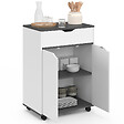 ID MARKET - Desserte de cuisine COSY placard avec tiroir bois blanc et plateaux gris L.60 CM - vignette