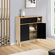 ID MARKET - Meuble de rangement EMMIE scandinave bois et noir avec placard et tiroir - vignette