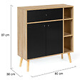 ID MARKET - Meuble de rangement EMMIE scandinave bois et noir avec placard et tiroir - vignette