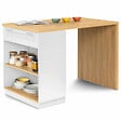 ID MARKET - Ilot central mange debout 4 personnes VITO 130 cm blanc et plateau bois - vignette