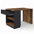 ID MARKET - Ilot central mange-debout 4 personnes VITO 130 cm noir et effet bois foncé HAWKINS - vignette