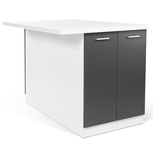 ID MARKET - Ilot central IVO 120 cm blanc et gris avec plan de travail - large