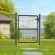 ID MARKET - Portillon de jardin 105 x 100 cm en acier avec serrure et poignée gris anthracite - vignette