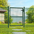 ID MARKET - Portillon de jardin 105 x 100 cm en acier avec serrure et poignée vert - vignette