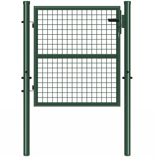 ID MARKET - Portillon de jardin 105 x 100 cm en acier avec serrure et poignée vert - large