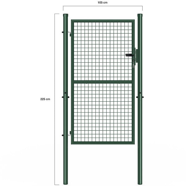 ID MARKET - Portillon de jardin 105 x 175 cm en acier avec serrure et poignée vert - large