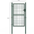 ID MARKET - Portillon de jardin 105 x 175 cm en acier avec serrure et poignée vert - vignette