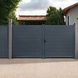 ID MARKET - Portail battant 302x160 cm en aluminium gris anthracite - vignette