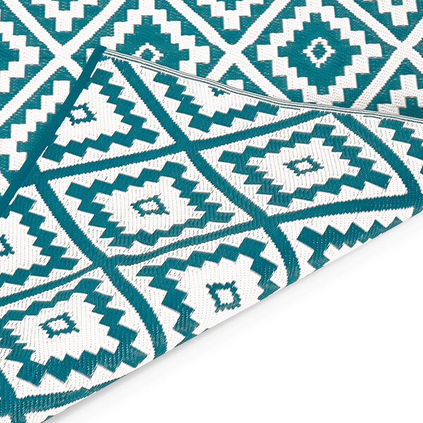 ID MARKET - Tapis extérieur BAHAMAS bleu canard 270 x 470 CM - large