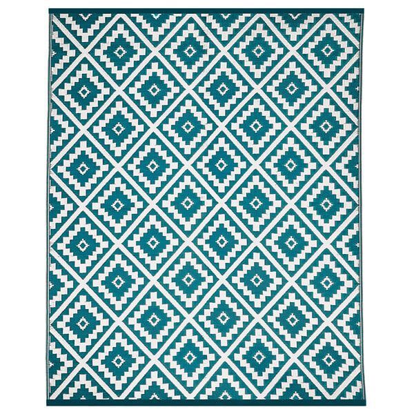ID MARKET - Tapis extérieur BAHAMAS bleu canard 270 x 370 CM - large