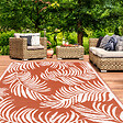 ID MARKET - Tapis extérieur COCO tropical terracotta et blanc 270 x 470 CM - vignette