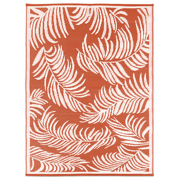 ID MARKET - Tapis extérieur COCO tropical terracotta et blanc 270 x 470 CM - large
