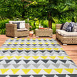 ID MARKET - Tapis extérieur SARI triangles gris et jaune 270 x 370 CM - vignette