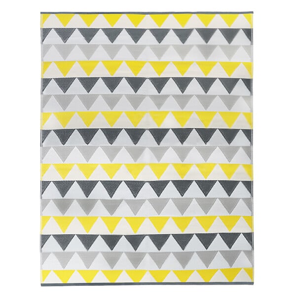 ID MARKET - Tapis extérieur SARI triangles gris et jaune 270 x 370 CM - large