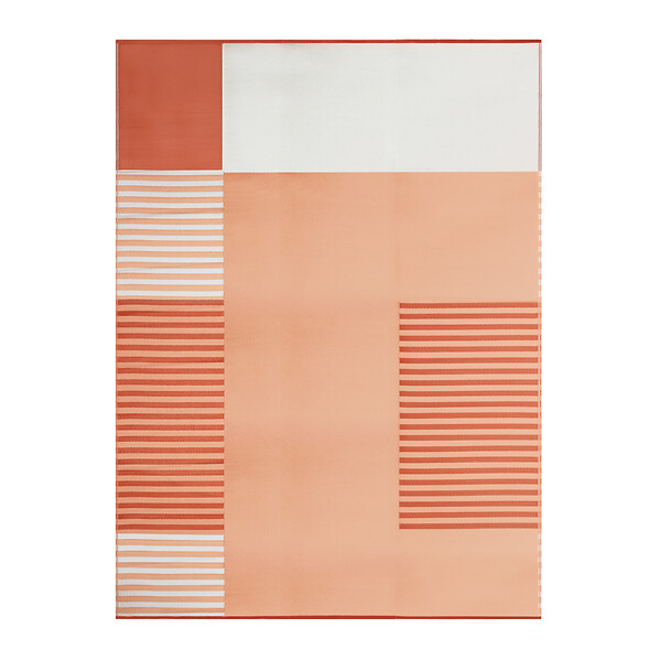ID MARKET - Tapis extérieur GEOMETRIQUE terracotta 270 x 370 CM - large