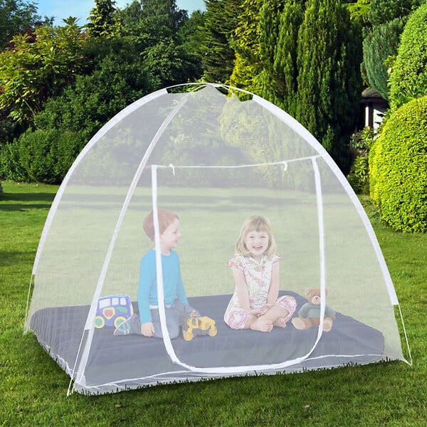 ID MARKET - Moustiquaire dôme pop-up 195x150 cm mobile pour lit - large